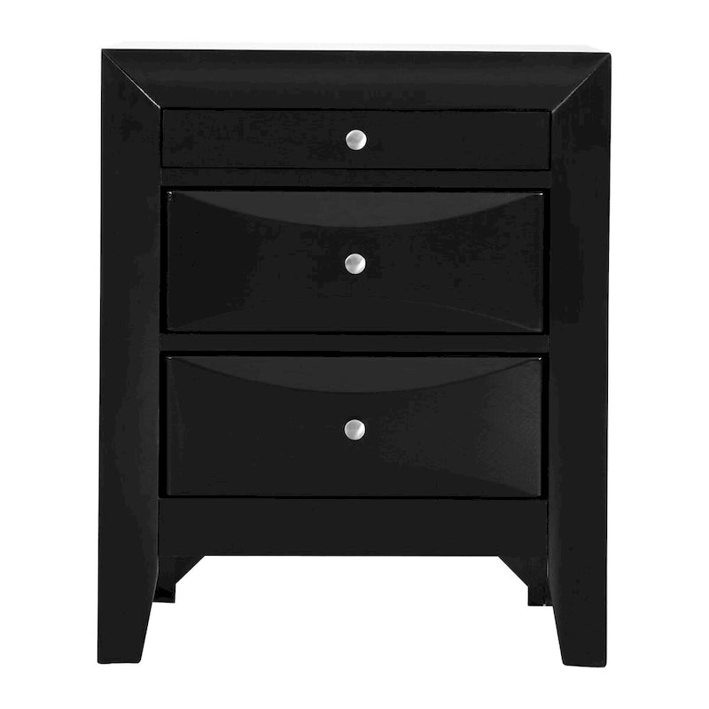 3-Drawer Wood Nightstand with Metal Knobs Multi-Color Bedroom Storage