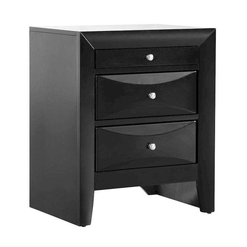 3-Drawer Wood Nightstand with Metal Knobs Multi-Color Bedroom Storage