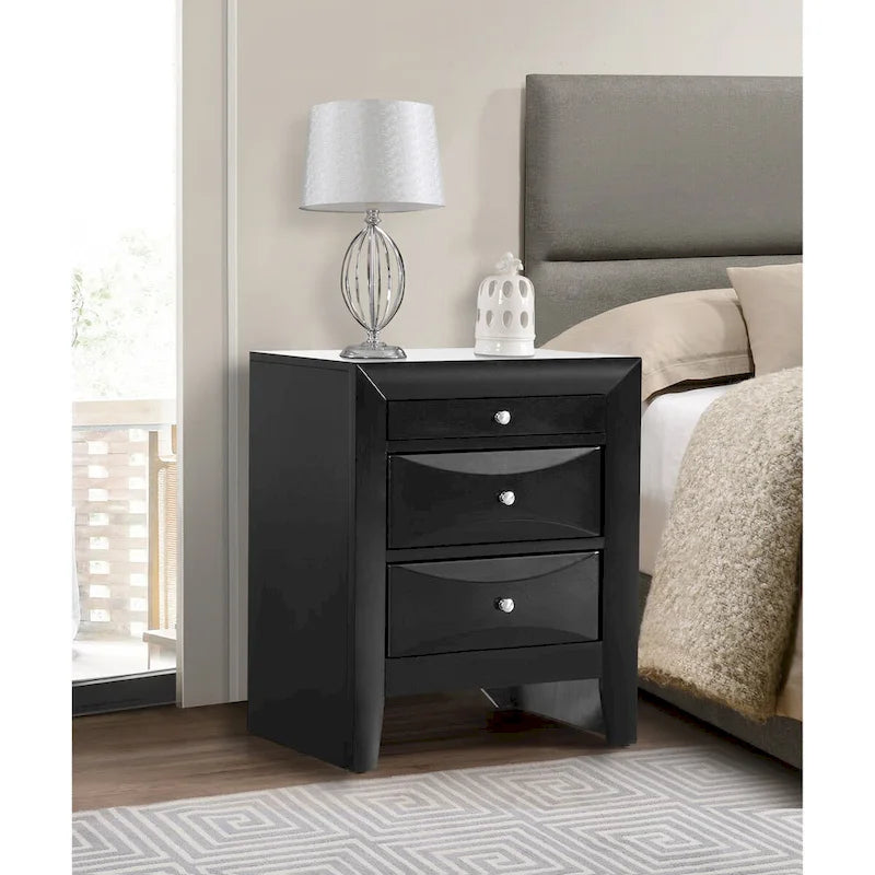 3-Drawer Wood Nightstand with Metal Knobs Multi-Color Bedroom Storage