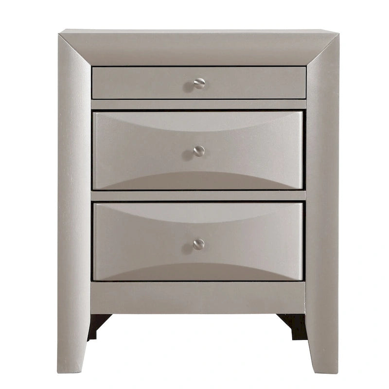 3-Drawer Wood Nightstand with Metal Knobs Multi-Color Bedroom Storage