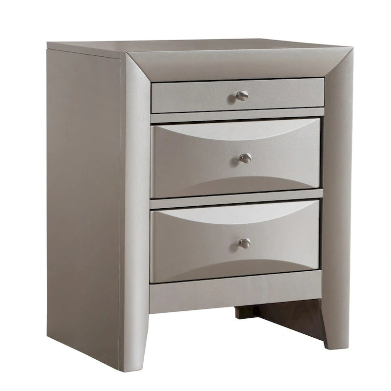 3-Drawer Wood Nightstand with Metal Knobs Multi-Color Bedroom Storage