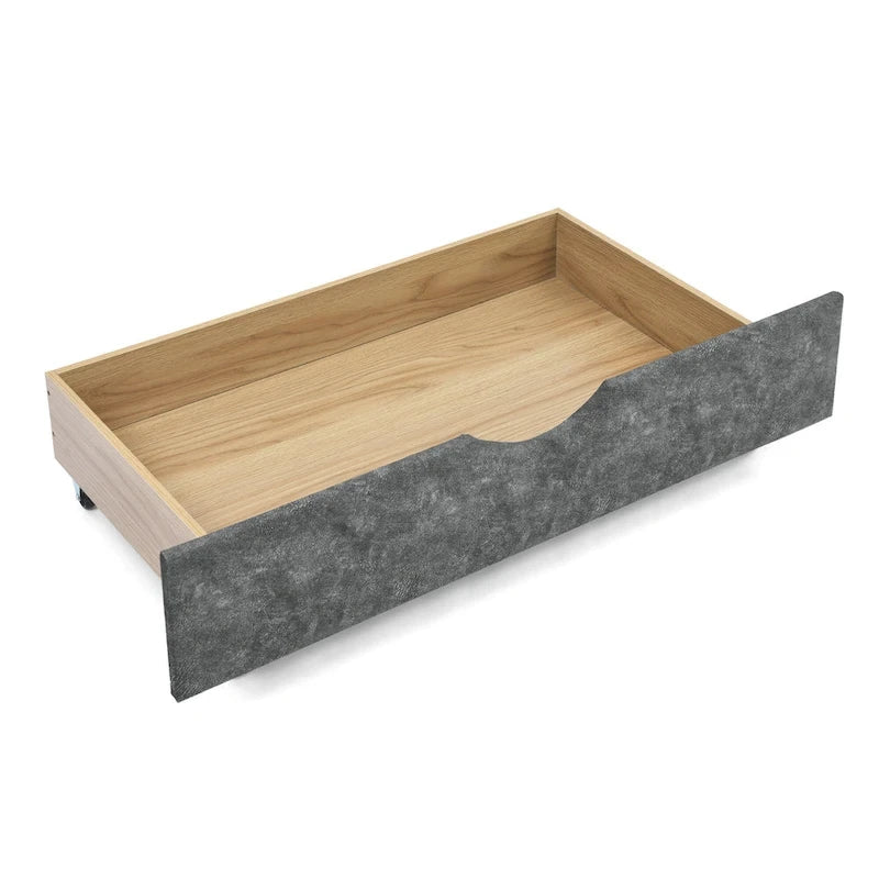 Canapé-lit capitonné queen avec tiroirs de rangement beige gris