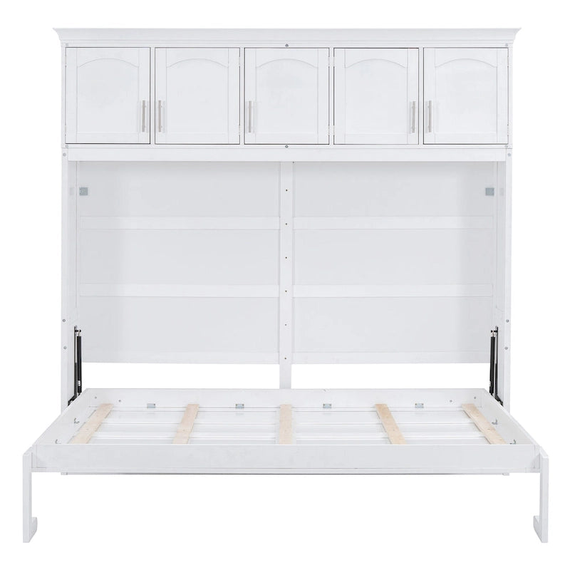 Lit escamotable mural avec armoire de rangement Options Blanc Gris