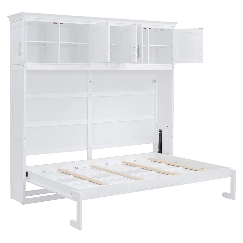 Lit escamotable mural avec armoire de rangement Options Blanc Gris