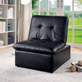 Contemporary Faux Leather Tufted Adjustable Accent Chair Black White Grey