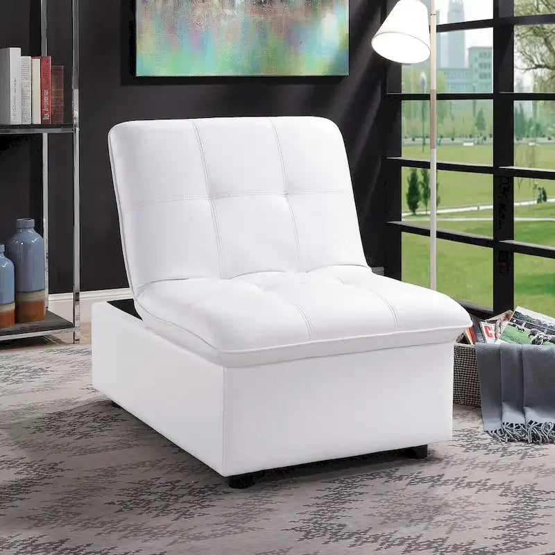 Contemporary Faux Leather Tufted Adjustable Accent Chair Black White Grey