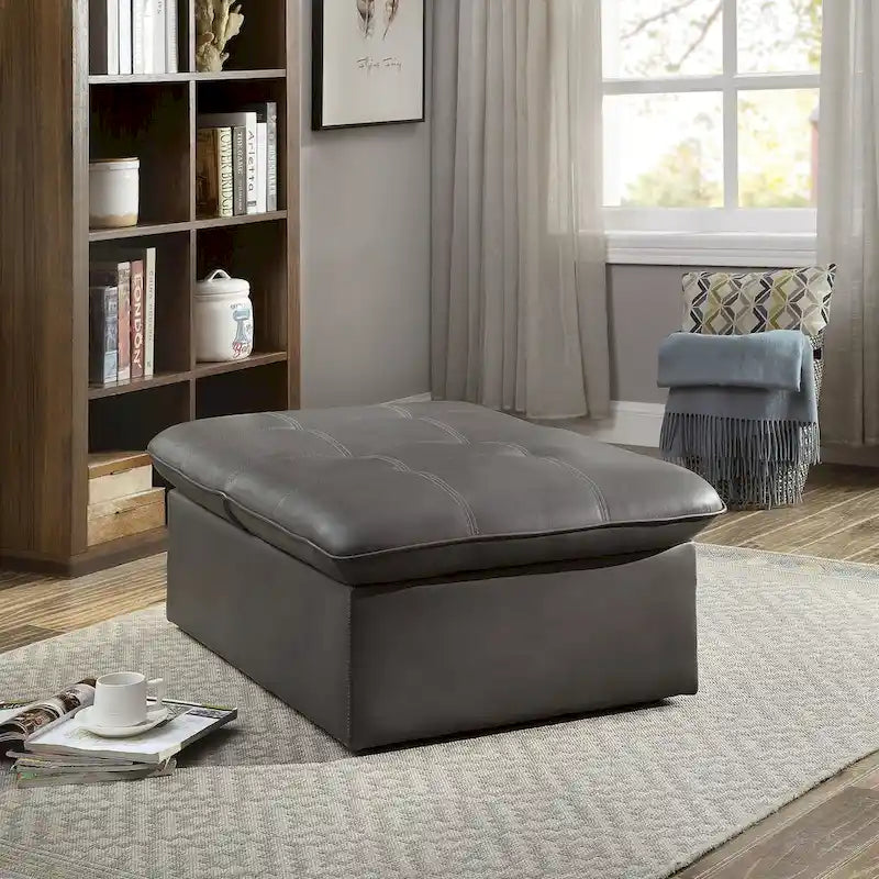 Contemporary Faux Leather Tufted Adjustable Accent Chair Black White Grey