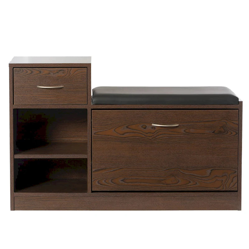 Banc de rangement à chaussures pour entrée avec coussin et étagère escamotable