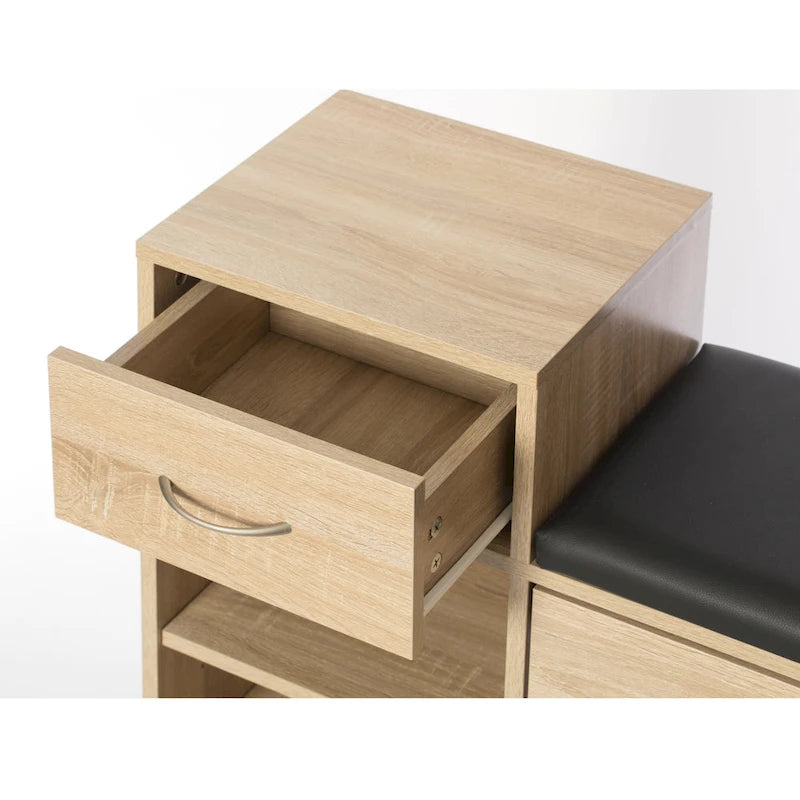 Banc de rangement à chaussures pour entrée avec coussin et étagère escamotable