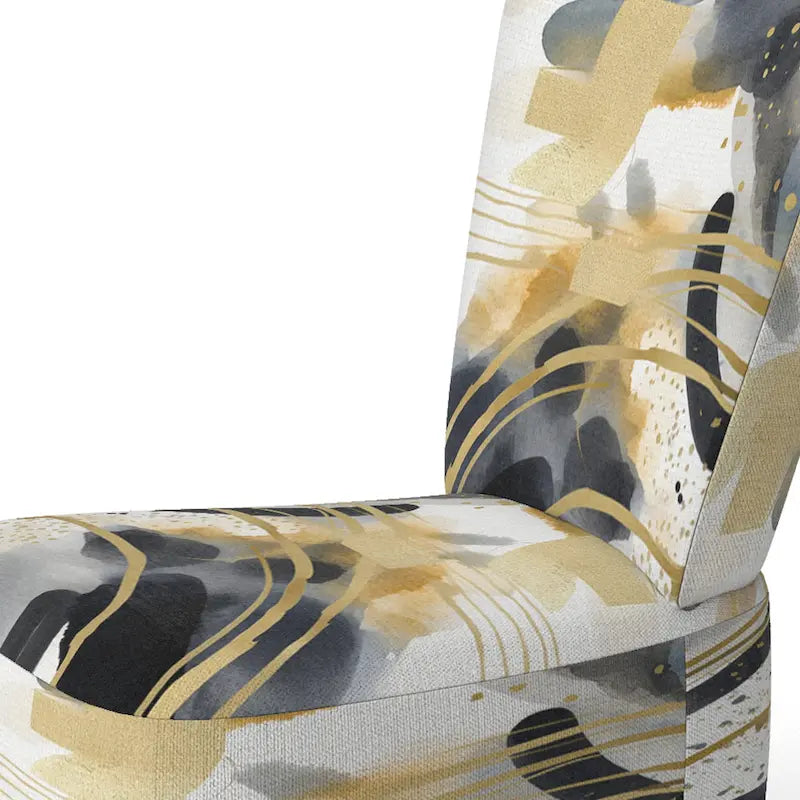 Fauteuil d'appoint rembourré à imprimé abstrait pastel or noir style moderne