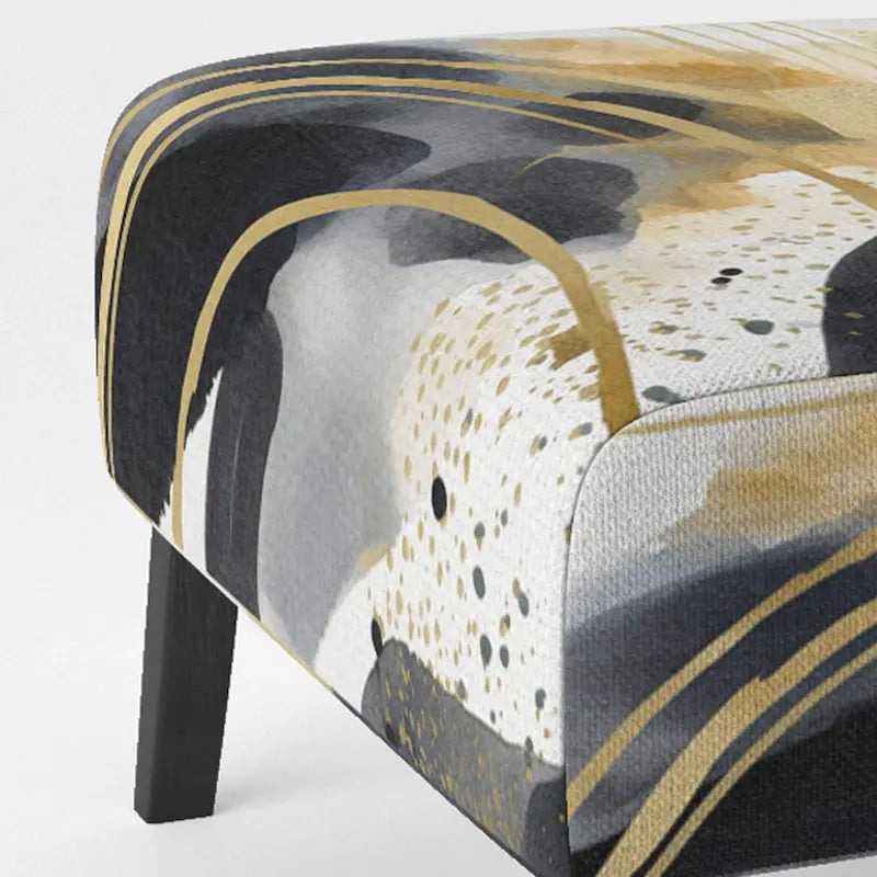 Fauteuil d'appoint rembourré à imprimé abstrait pastel or noir style moderne