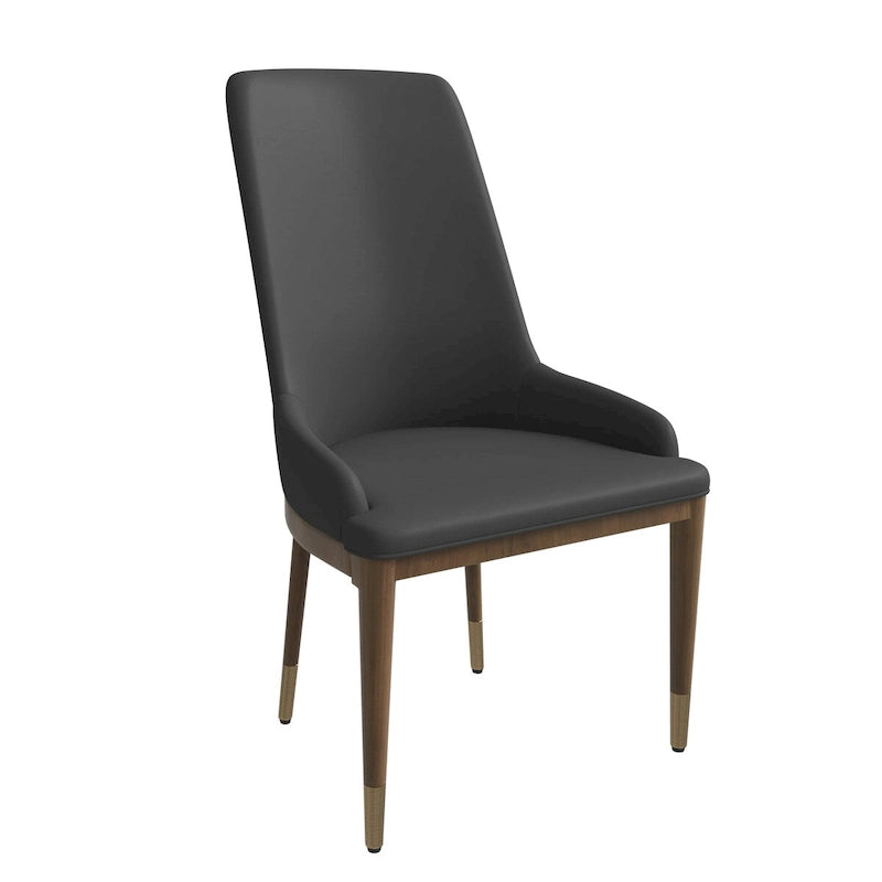 Chaise de salle à manger moderne rembourrée en cuir avec dossier haut en mousse