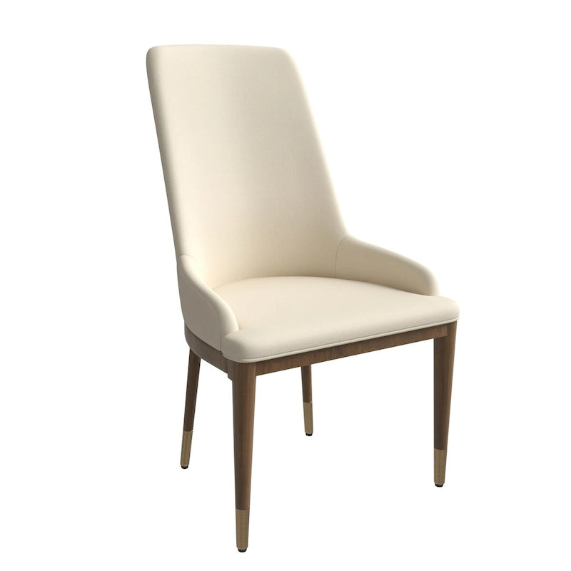 Chaise de salle à manger moderne rembourrée en cuir avec dossier haut en mousse