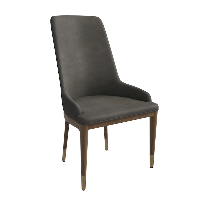 Chaise de salle à manger moderne rembourrée en cuir avec dossier haut en mousse