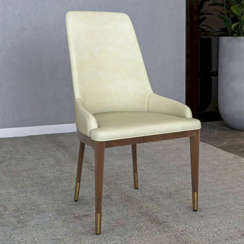 Chaise de salle à manger moderne rembourrée en cuir avec dossier haut en mousse