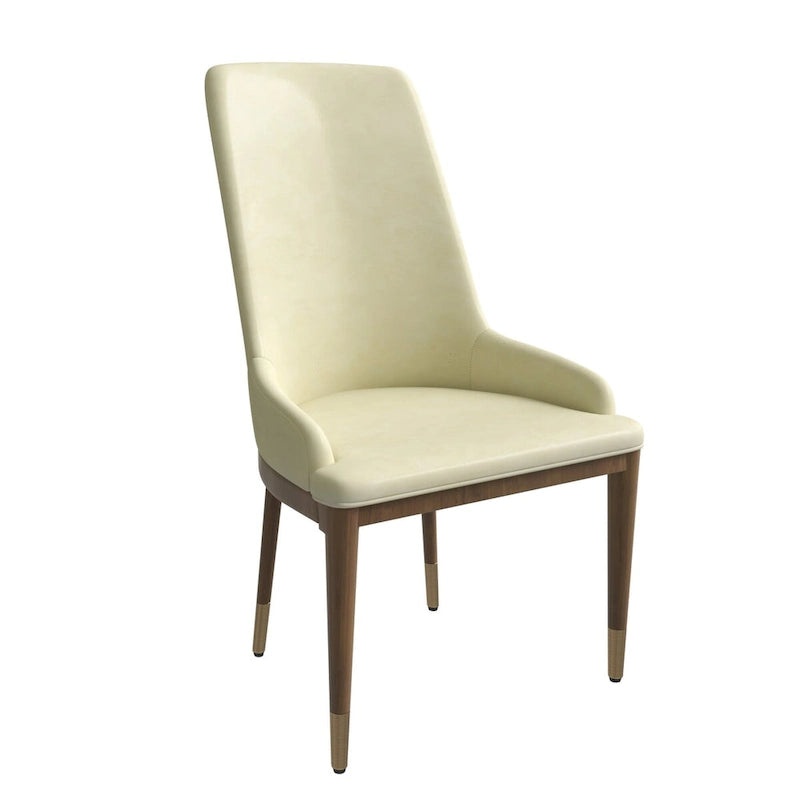 Chaise de salle à manger moderne rembourrée en cuir avec dossier haut en mousse