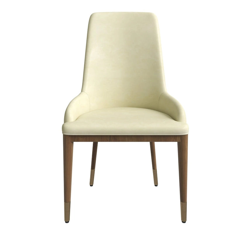 Chaise de salle à manger moderne rembourrée en cuir avec dossier haut en mousse