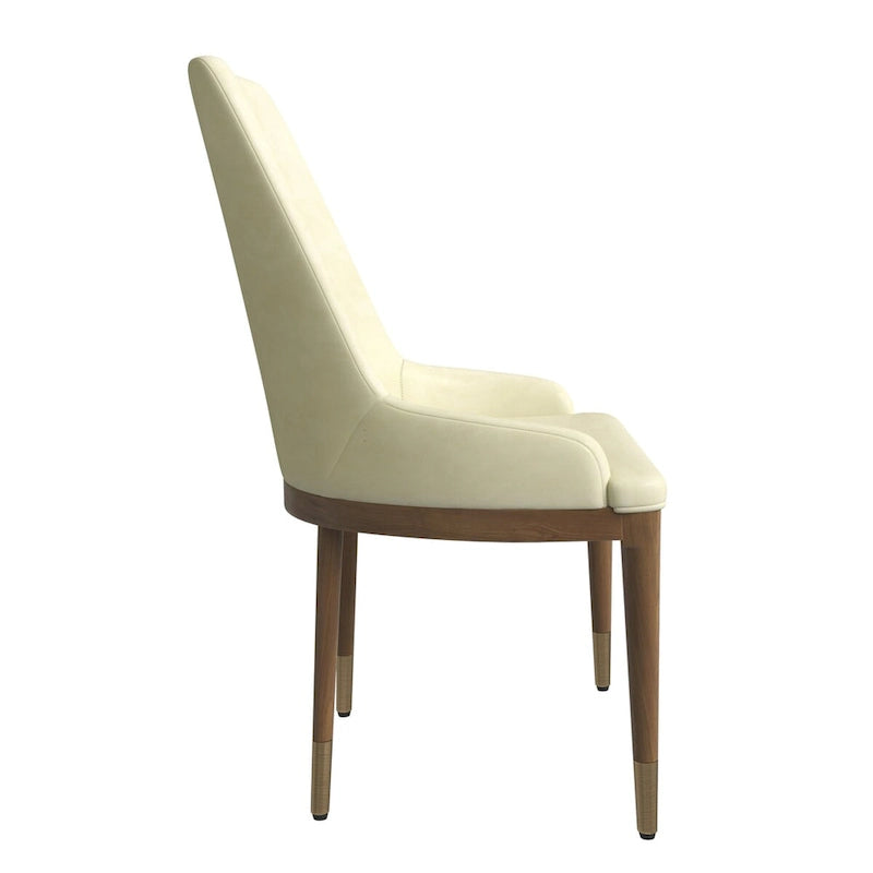 Chaise de salle à manger moderne rembourrée en cuir avec dossier haut en mousse