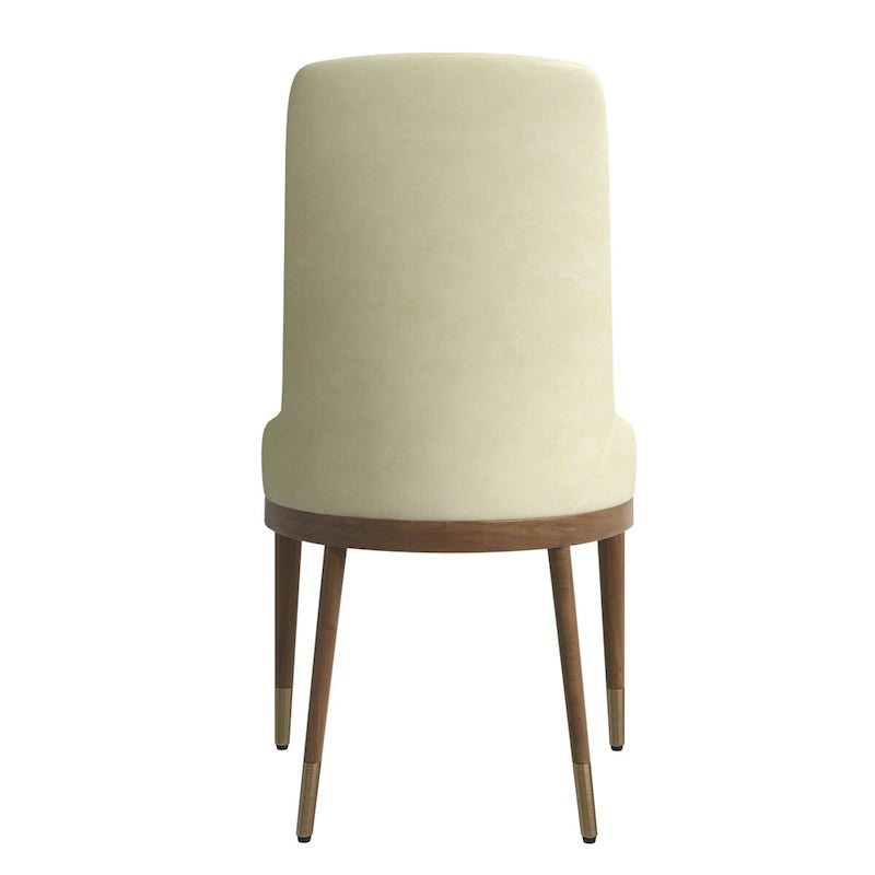 Chaise de salle à manger moderne rembourrée en cuir avec dossier haut en mousse