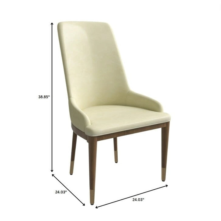 Chaise de salle à manger moderne rembourrée en cuir avec dossier haut en mousse