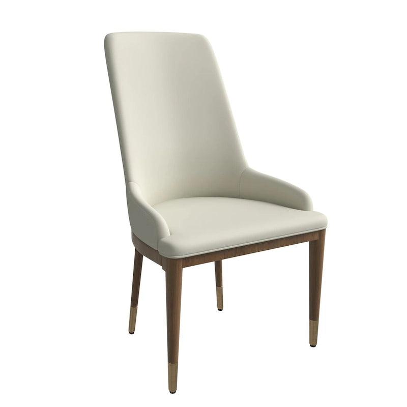 Chaise de salle à manger moderne rembourrée en cuir avec dossier haut en mousse