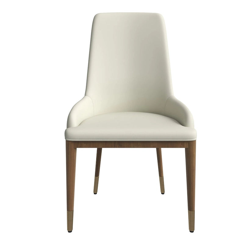 Chaise de salle à manger moderne rembourrée en cuir avec dossier haut en mousse