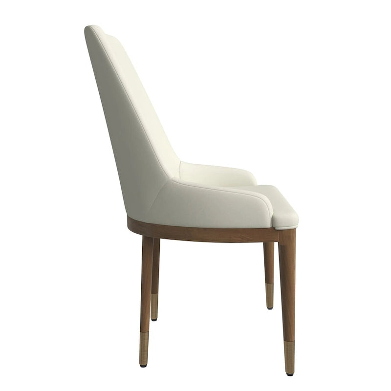 Chaise de salle à manger moderne rembourrée en cuir avec dossier haut en mousse