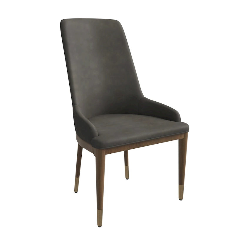 Chaise de salle à manger moderne rembourrée en cuir avec dossier haut en mousse