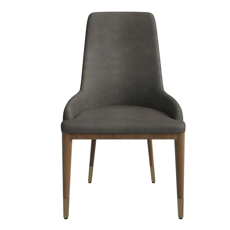 Chaise de salle à manger moderne rembourrée en cuir avec dossier haut en mousse