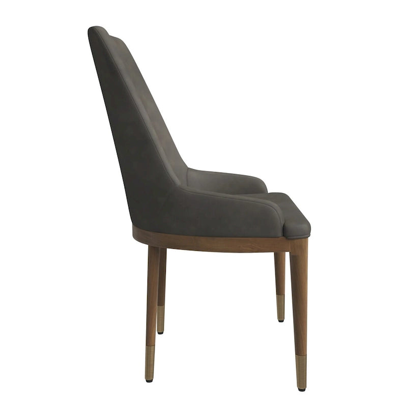 Chaise de salle à manger moderne rembourrée en cuir avec dossier haut en mousse