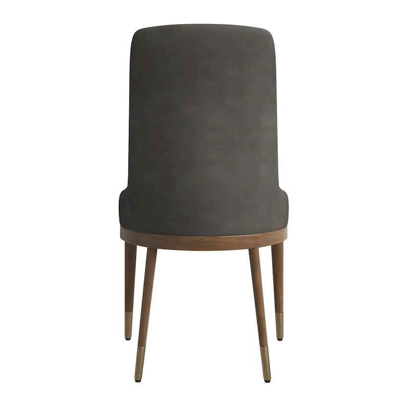 Chaise de salle à manger moderne rembourrée en cuir avec dossier haut en mousse