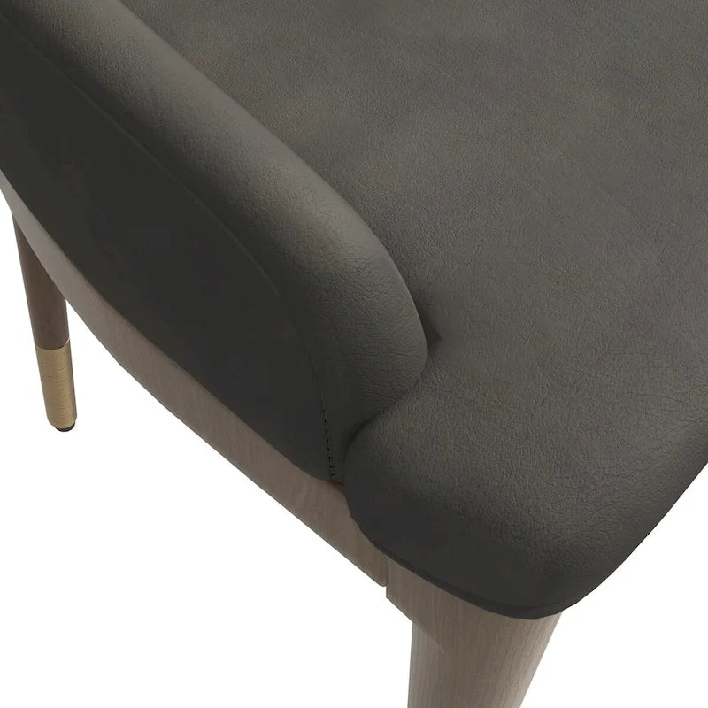 Chaise de salle à manger moderne rembourrée en cuir avec dossier haut en mousse