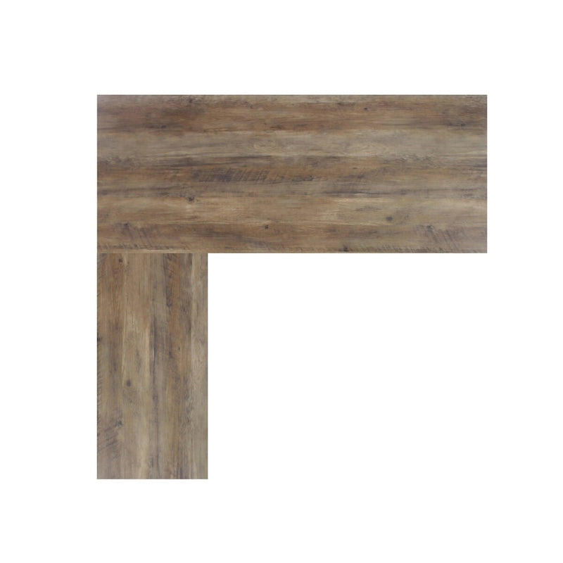 Bureau d'angle en chêne rustique avec placards de rangement et tiroir
