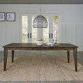 Table de salle à manger rectangulaire marron rustique avec rallonge en bois d'hévéa