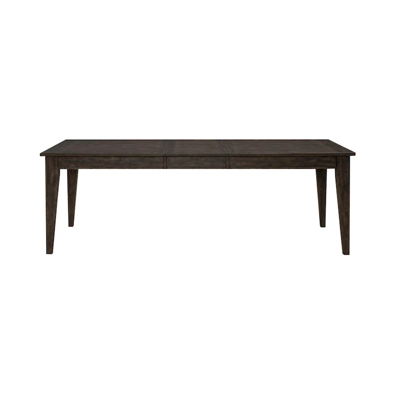 Table de salle à manger rectangulaire marron rustique avec rallonge en bois d'hévéa