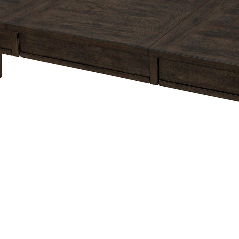 Table de salle à manger rectangulaire marron rustique avec rallonge en bois d'hévéa