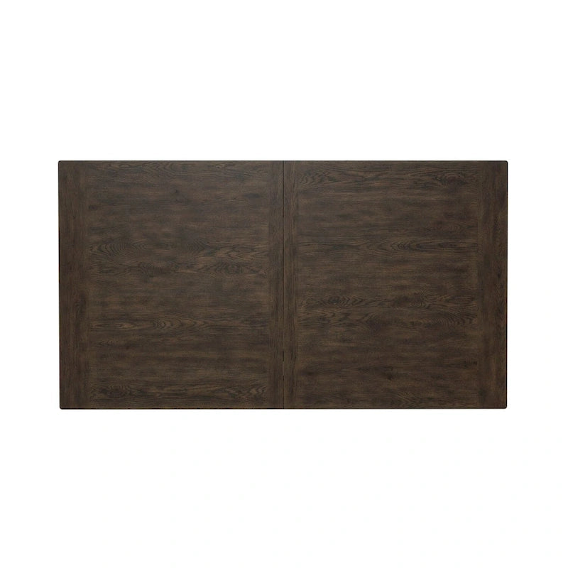 Table de salle à manger rectangulaire marron rustique avec rallonge en bois d'hévéa