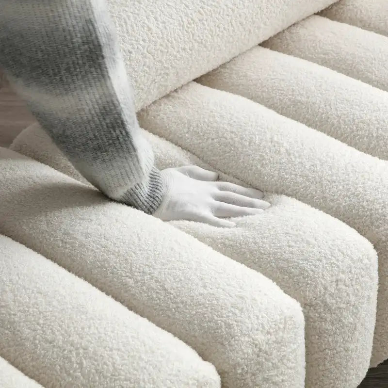 Fluffy Sherpa Faux Fur Upholstered Bench with Golden Metal Legs, Rose/Beige