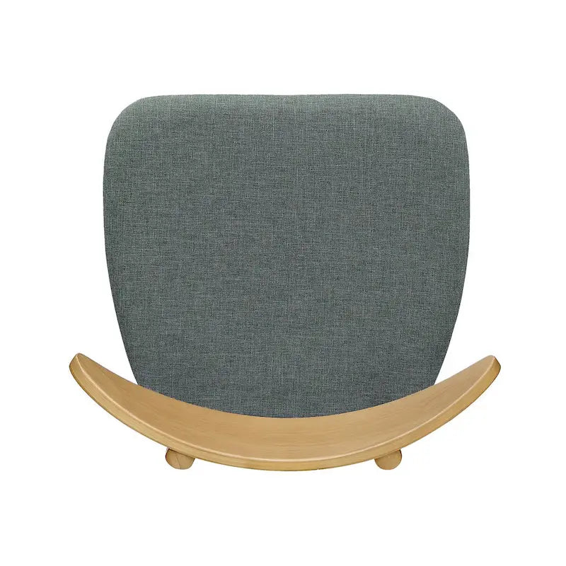 Chaise de salle à manger moderne du milieu du siècle avec siège rembourré, bois naturel et tissu gris