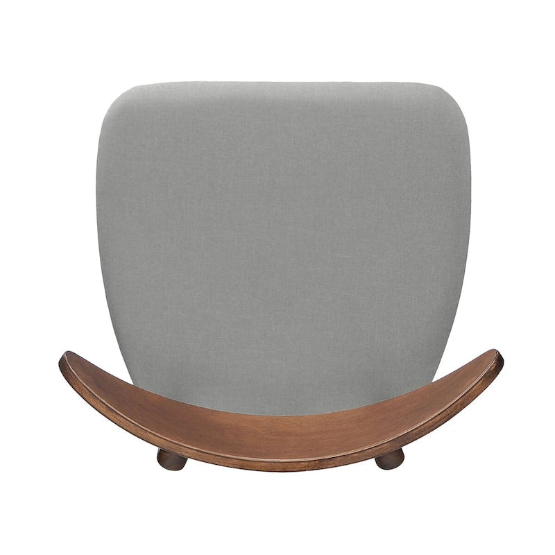 Chaise de salle à manger moderne du milieu du siècle avec siège rembourré, bois naturel et tissu gris